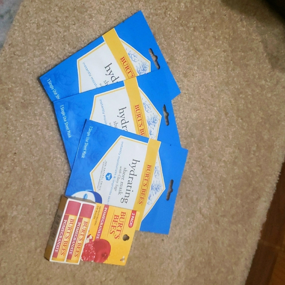 BURT'S BEES SKIN CARE BUNDLE - BEST VALUE (Scrub, Lip Balm, Sheet Masks)